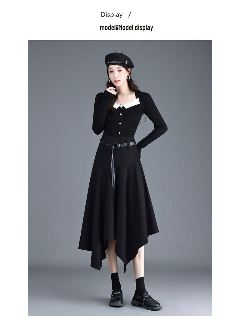 Autumn/Winter 2025 High-Waisted Wool Midi Skirt: Fashionable & Elegant Women's Wear