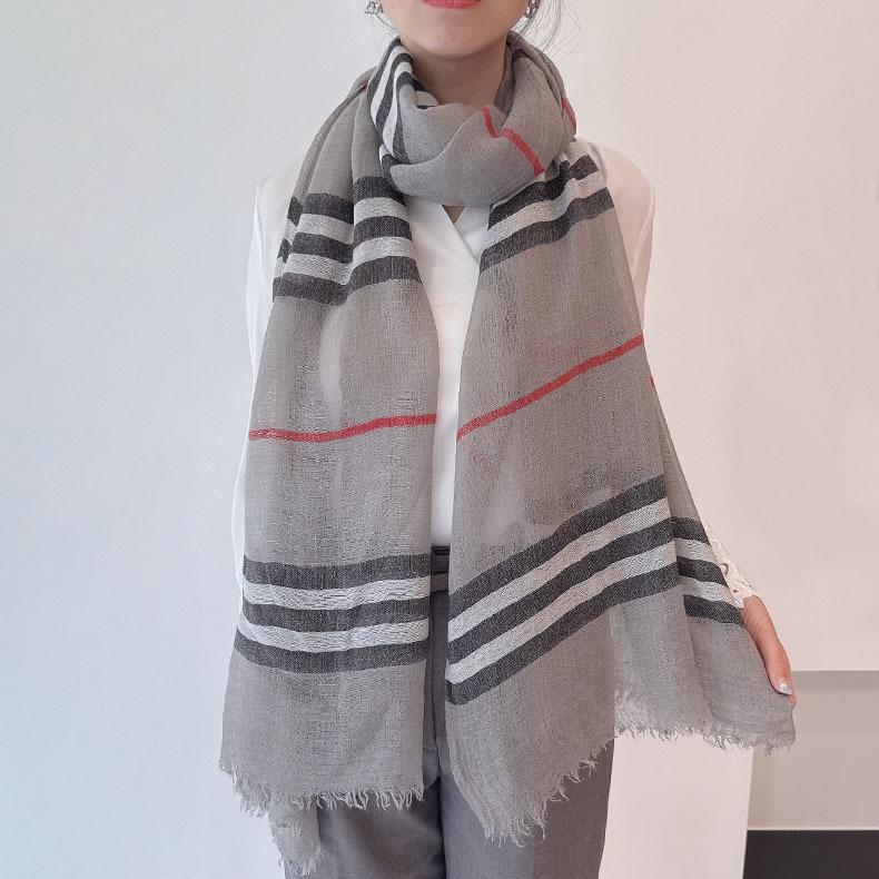 French Retro Wool Acrylic Long Scarf Women's Classic Striped Maillard Medium Thick Shawl Fashion Trend