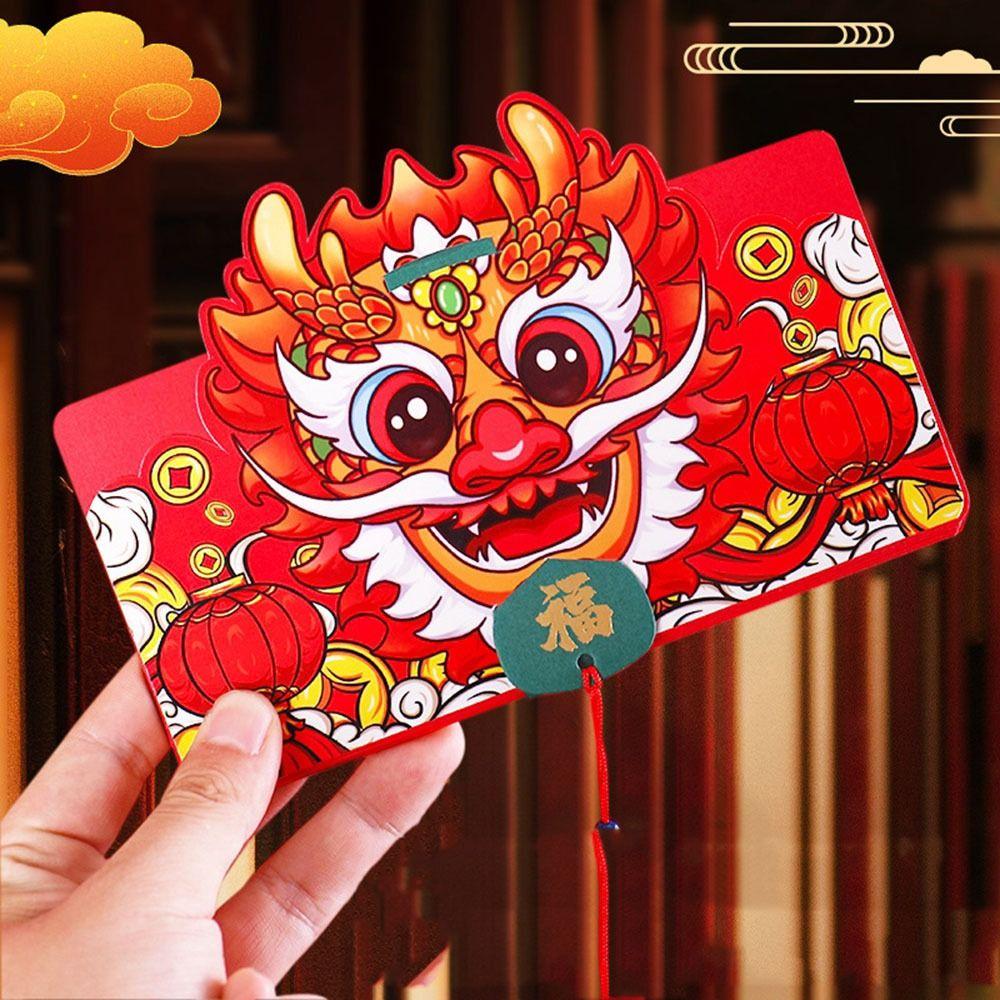 With Tassels 2024 Folding Red Envelope Hot Stamping Lucky Festival Bag New Year