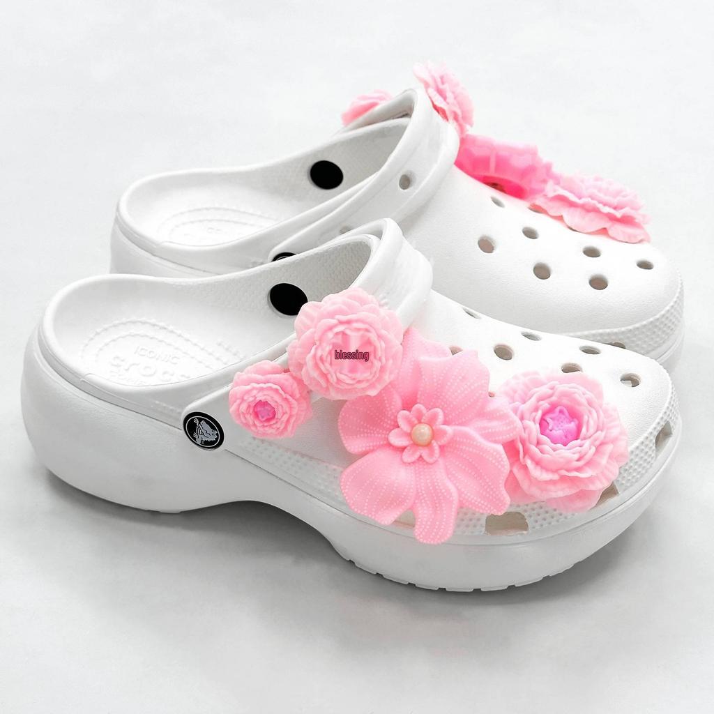 Bai Lu Bone White Clog Accessories: Detachable DIY Shoe Flower Bouquet