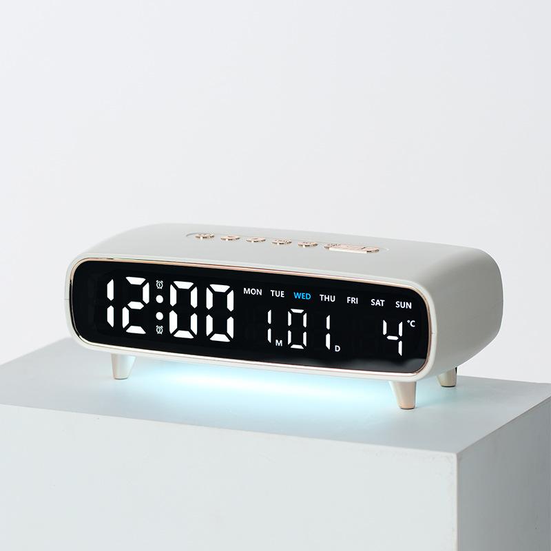 

LED Digital Alarm Clock Voice Control Temperature Date Week Display Timer Brightness Adjustment Electronic Table Clock With Ambient Light 12/24H
