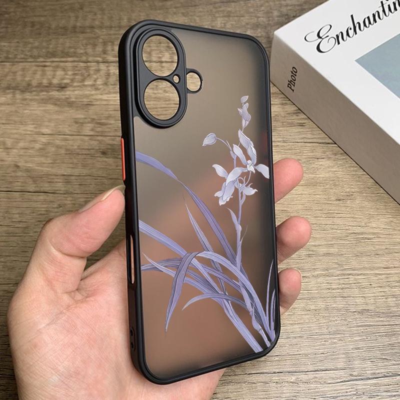 Purple Flowers Pattern Phone Case For iPhone Air 16e 17 16 15 14 17 Pro Max 13 16e Shockproof Hard PC Soft Edge TPU Cover