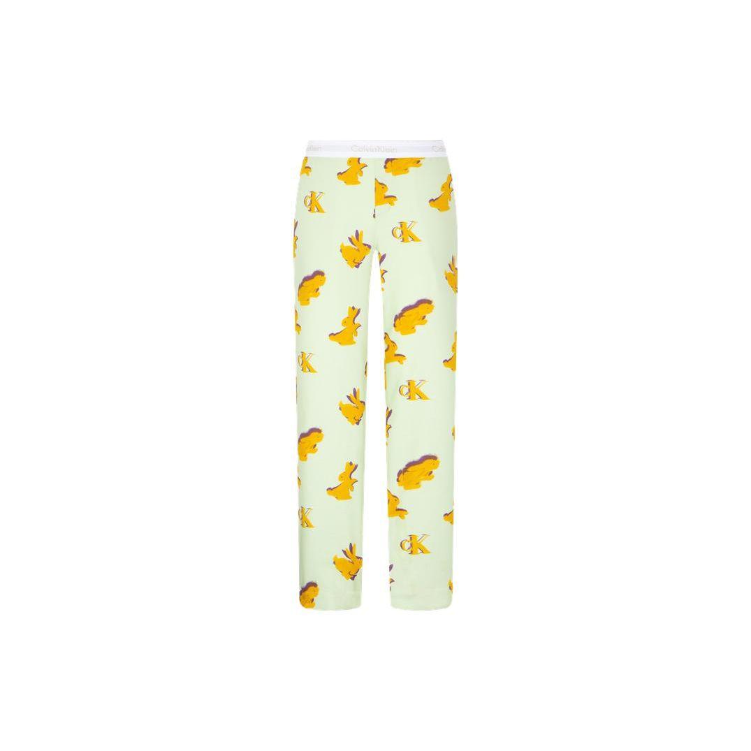 

Calvin Klein Jacquard Rabbit Print Sleep Pants Women bottoms Light-Green QS6975AD M
