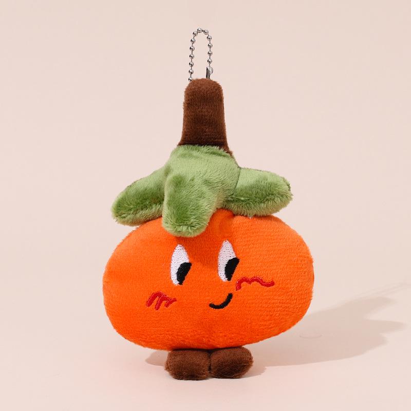 Cute Orange Plush Persimmon Pendant Keychain Doll Accessory