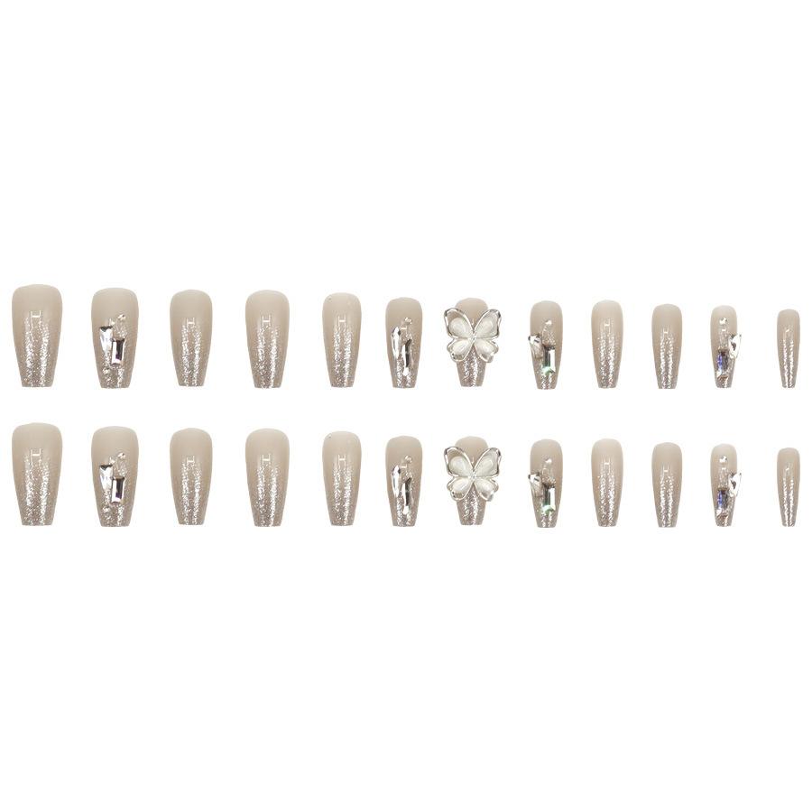 24dílné diamantové modely, flashové motýlkové nail art tablety, pokročilý smysl, temperament pohádkových baletních nehtů, niky nosící nehty