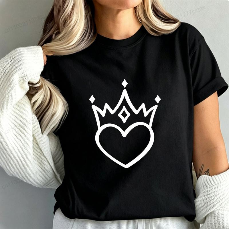 Women's Heart Queen T-shirt Queen of Hearts Graphic Tee Love Print Short Sleeve Casual Birthday Valentine's Day Tops  Lover Gift