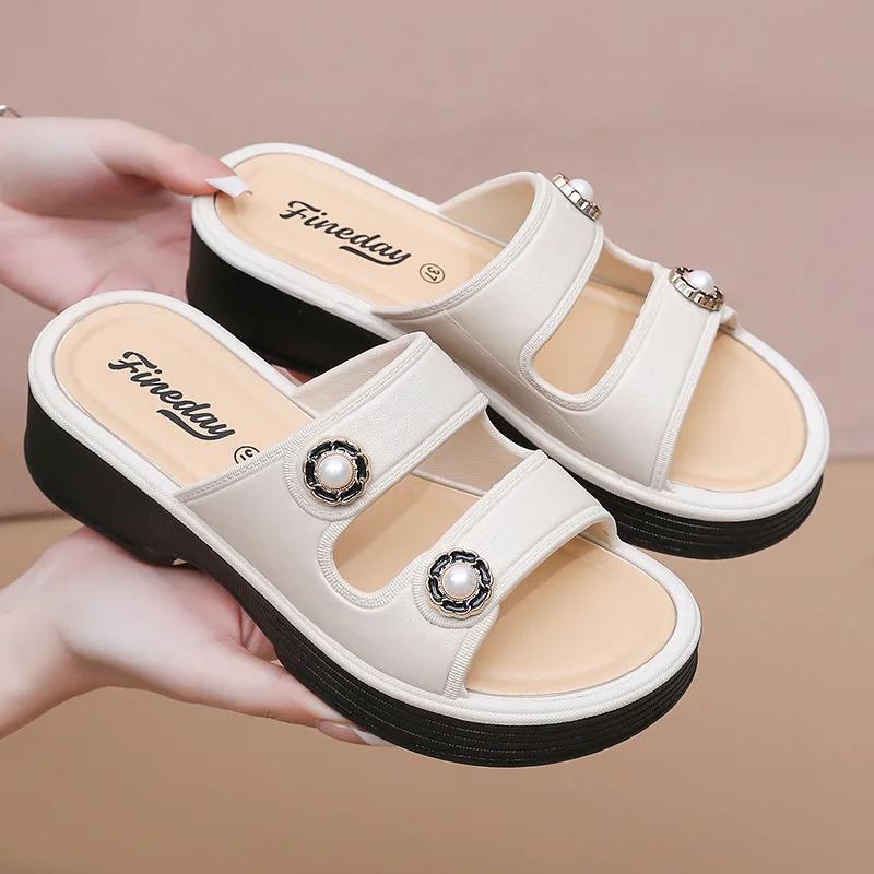 Fashion 2025 Summer High Heel Sandals Casual Non Slip Slippers Outdoor Fashion Slippers New Sandals Women's High Heel Shoes Women Shoes