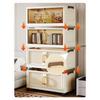 Plastic Storage Cabinet With Wheel Stackable Design Foldable Wardrobe Transparent Door Simple Assembly Large Capacity Storage