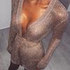 Women Hollow Out Sexy Long Belt Dress Jacket With Knitted Sleeves Elegant Lingerie Robe