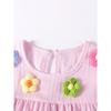 Candy Style Girls' Short-Sleeved Dress, Summer Kidsren's Pink Flower-Decorated Mid-Length Dress, Baby Pure Cotton