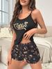 Set Pigiama Estivo da Donna Stile Europeo e Americano Sexy con Stampa Top Canottiera e Pantaloncini Casual Due Pezzi Loungewear