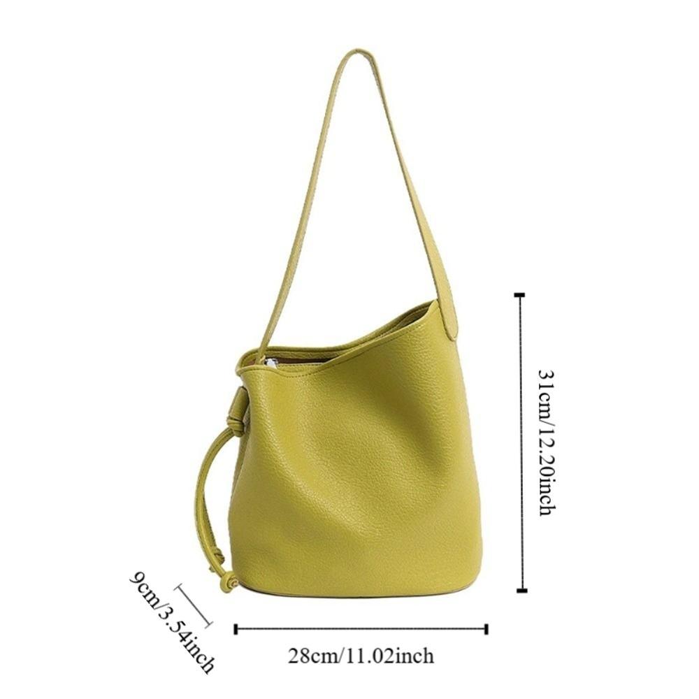 Solid Color Women Shoulder Bag Korean Underarm Bag All-Match Soft Leather Bucket Bag  Daily