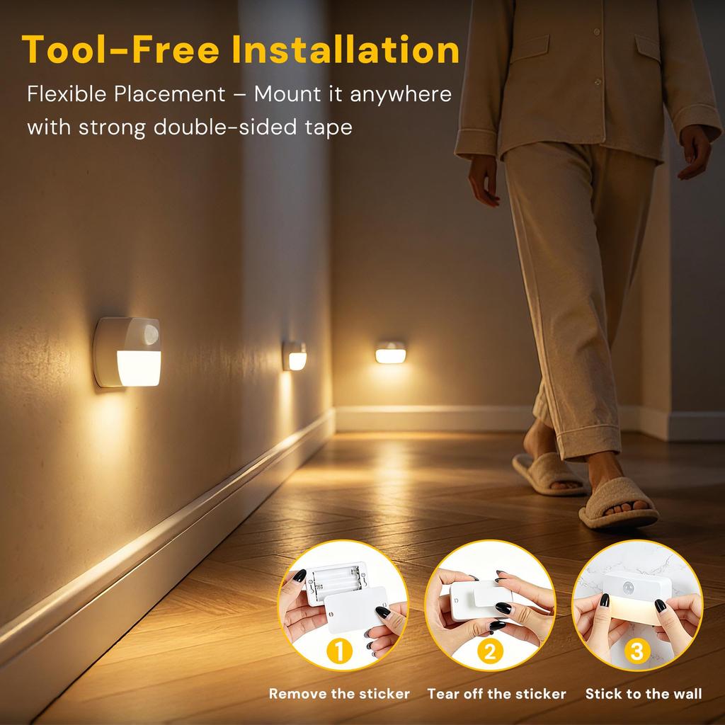 Smart Wireless LED Motion Sensor Night Light for Home, Wake-up, Bedside, Bathroom, Hallway, and Closet