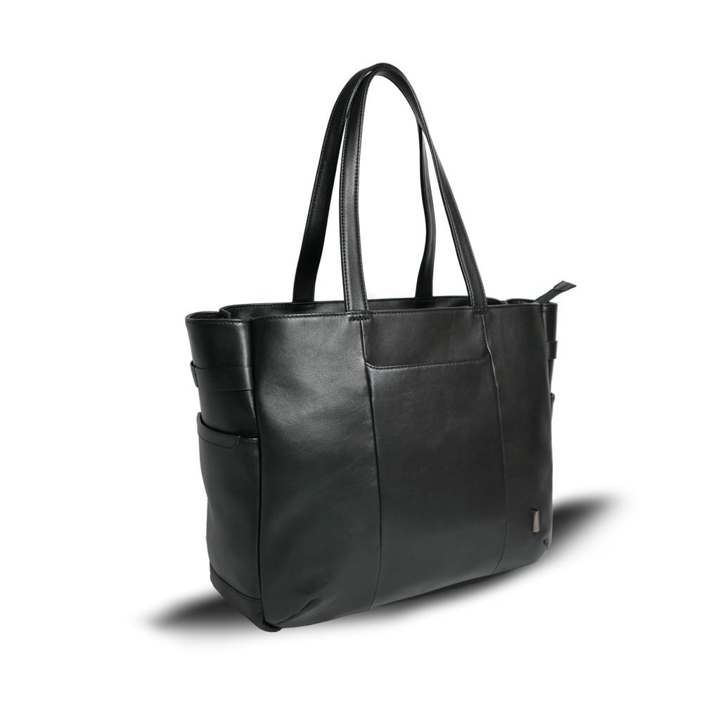 STT Black City Genuine Business Business Large Shoulder 15 PC For Business Black [T S O G] Tote, Leather, Waterproof, Tote, Bag, Freestanding,