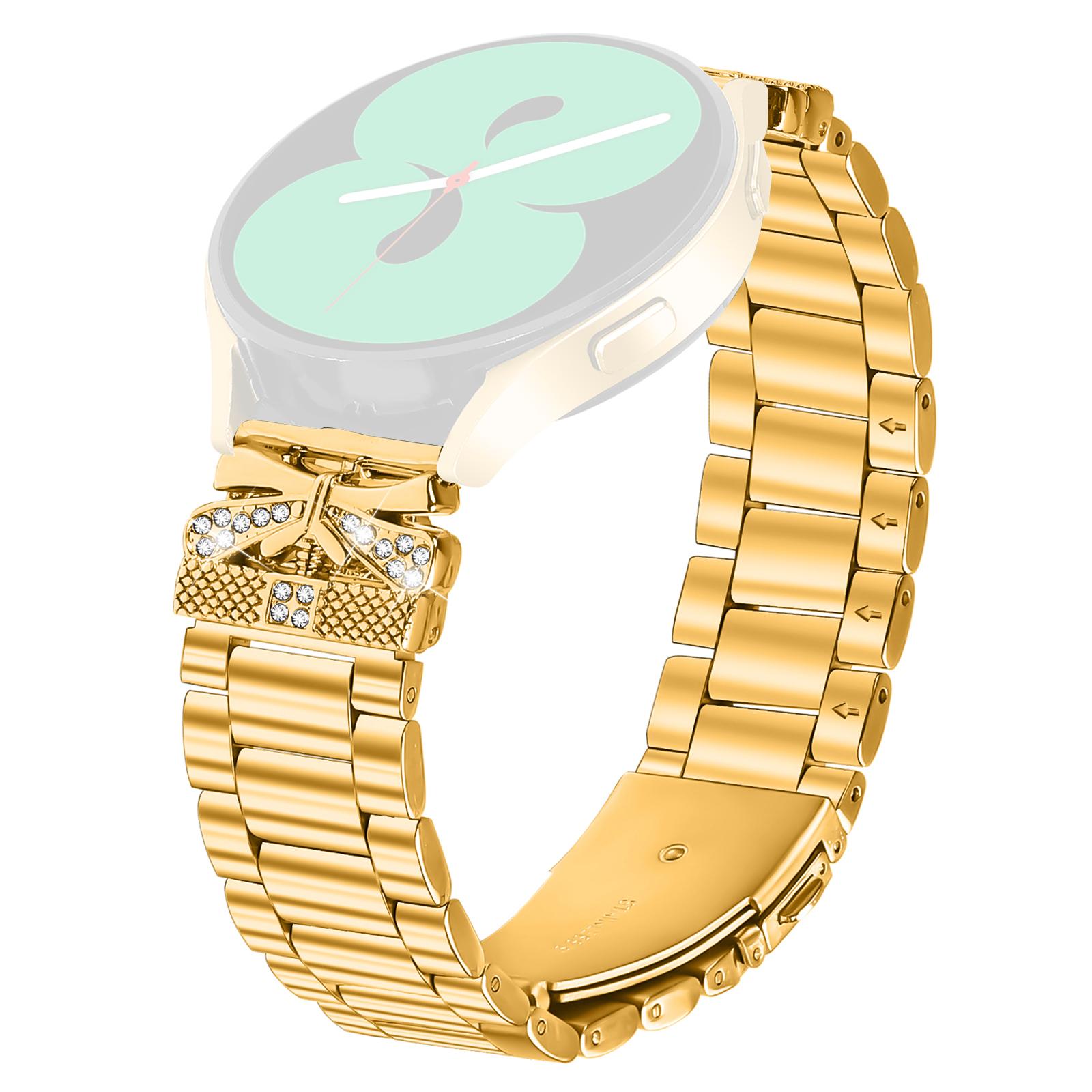 

Replacement Strap for Samsung Galaxy Watch 42mm Butterfly Rhinestones Decor Metal Watch Band Gold