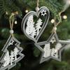 Cross Border Hot Selling Gray Wooden Hollow Christmas Pendant Wooden Wooden Creative Christmas Tree Hanging Decoration