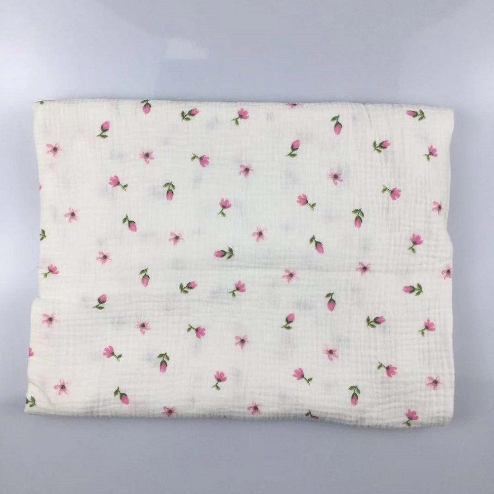 French Cotton Crinkle Double Layer Gauze Muslin Flora Printed Fabric OEKO-TEX STANDARD 100 Certified Hospital Shirt Craft Cover