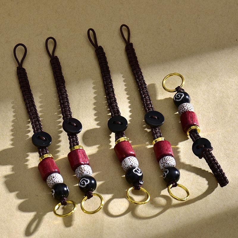 

Noter Economic 15Pcs/Pack Keychain String Handmade Braided Xiang Yun Hanging Brown Rope 2 Styles Available Burgundy Wooden Beads