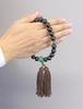 Nakago Founded in 1888 Kyoto prayer beads Ebony 22 beads Aventurine style Pure silk head tassel Comes with prayer beads bag men who can use all (For