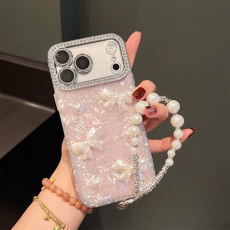 Applicable Iphone17Promax Bow Love Mobile Phone Case Original Rhinestone Light Luxury All-Inclusive Anti-Drop Protective Case