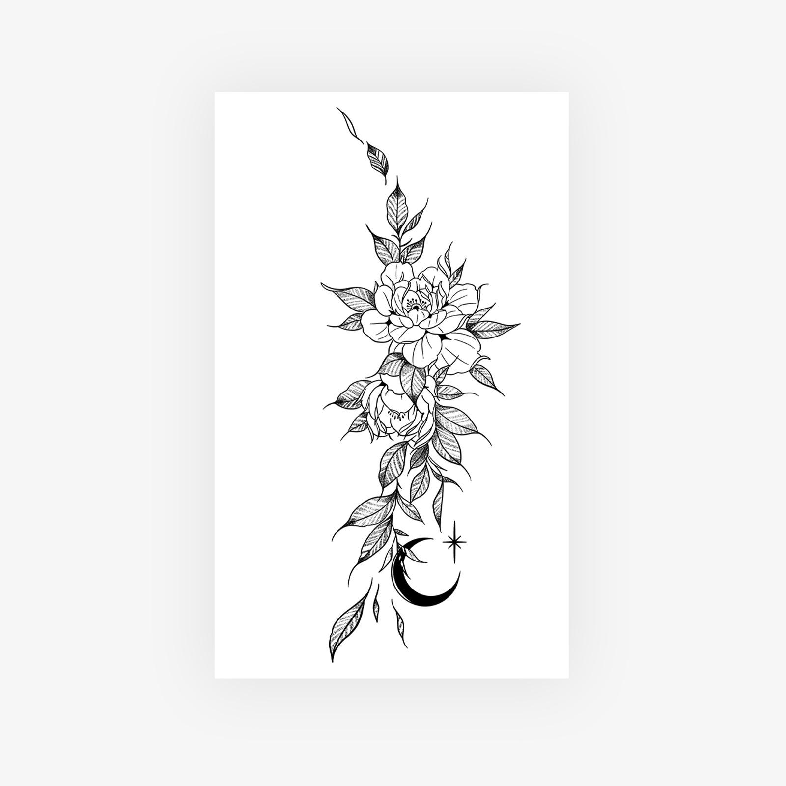 

Moon Flower Tattoo Sticker Waterproof And Long-Lasting Non-Reflective High-End Personality Spice Girl Tattoo Sticker 9*15