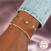 Fashion S925 Sterling Silver Heart-Shaped Love Zircon Sweet Cool Wind Snake Skin Chain Pink Diamond Green Diamond Bracelet