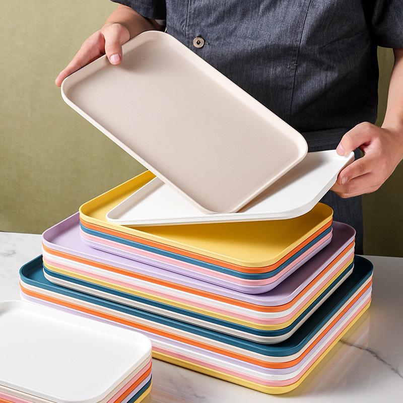 Rectangular Plastic Tea and Snack Tray for Home, Hotel, or Restaurant Use