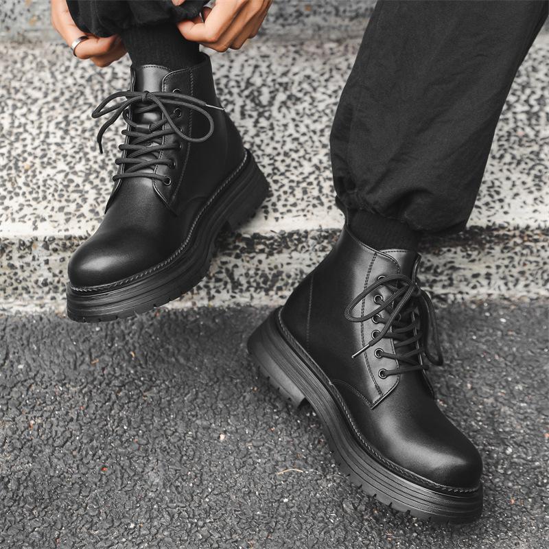 Pánské boty Martin Britský styl Nové boty pro dojíždění s vysokým svrškem Kožené boty na platformě Pracovní boty 22711-J