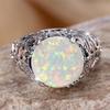 White Fire Opal Big Round Stone Vintage Hollow Rings For Women Fashion Silver Color Engagement Bands  Christmas Gifts
