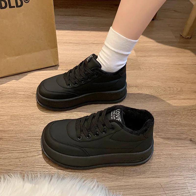 Fashion Women Winter Plus Cashmere Plush Warm Sneakers New Fashion Casual Sports Shoes Female Thick Sole High Top Increase Sports Shoes