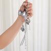 Hand-Woven Leather Bow Bag Charms Nylon Rope Single Button Tassel Keychain  Children Girl
