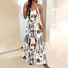 New Fashion Casual V-neck Slim-fit Printed Suspender Dress Women's Clothing Early Summer