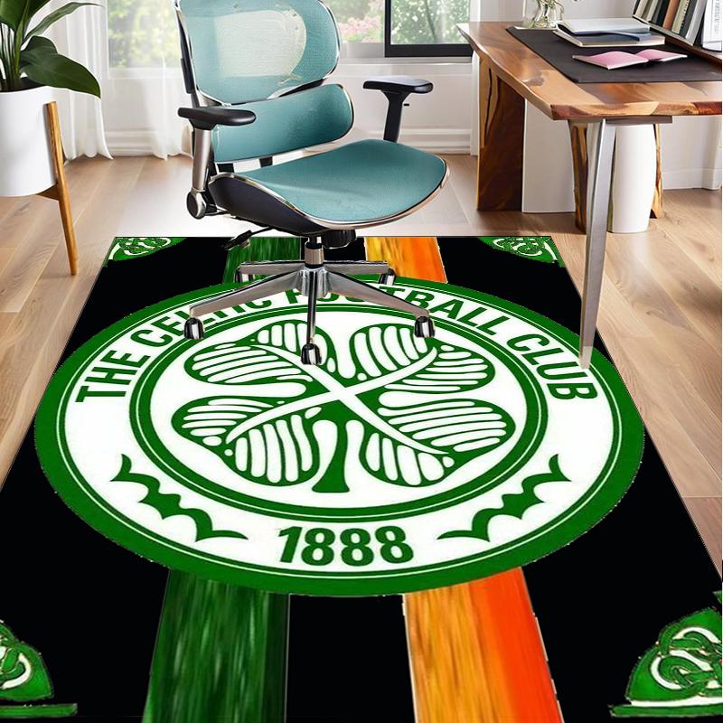 Celtic Football Club Crest Office Rug Chair Mat, Game Carpet, Suitable for Front Door, Bedroom, Living Room, Desk, Holiday Gift