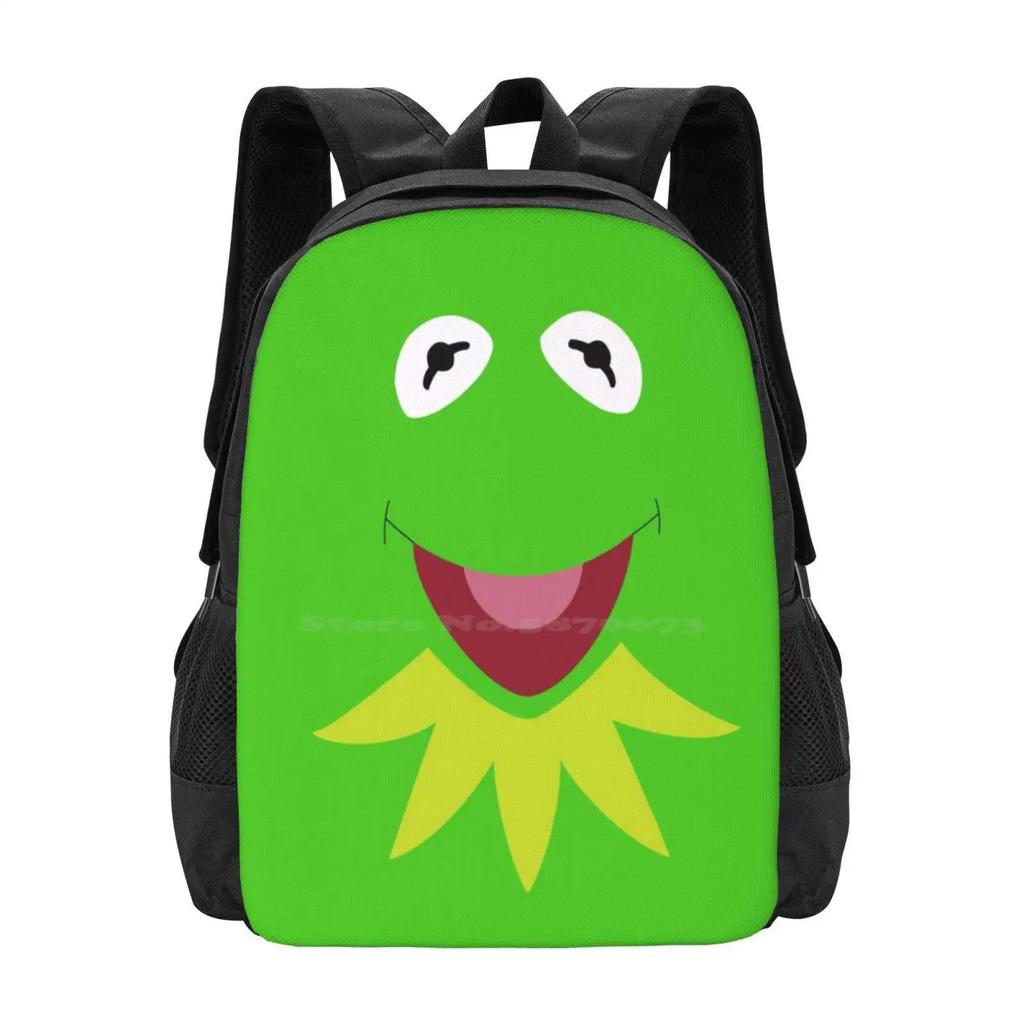 Pattern Design Laptop Travel School Bags The Frog The Show Puppet Cartoon Cute Geek Nerd Film Movie Jim Henson Amphibian Vector