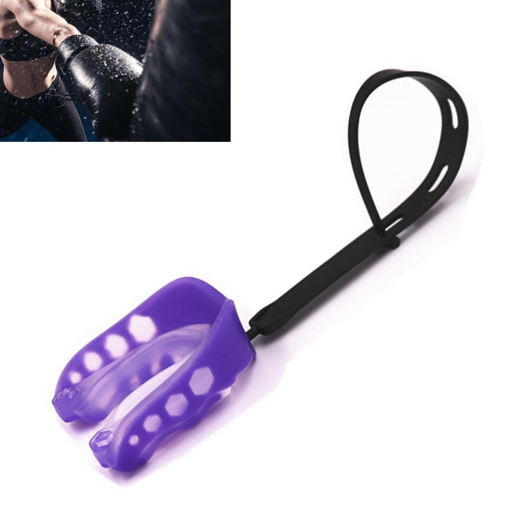 Sport Mouth Guards with Strap EVA Mouthguard for Boxing Basketball Football Hockey Purple