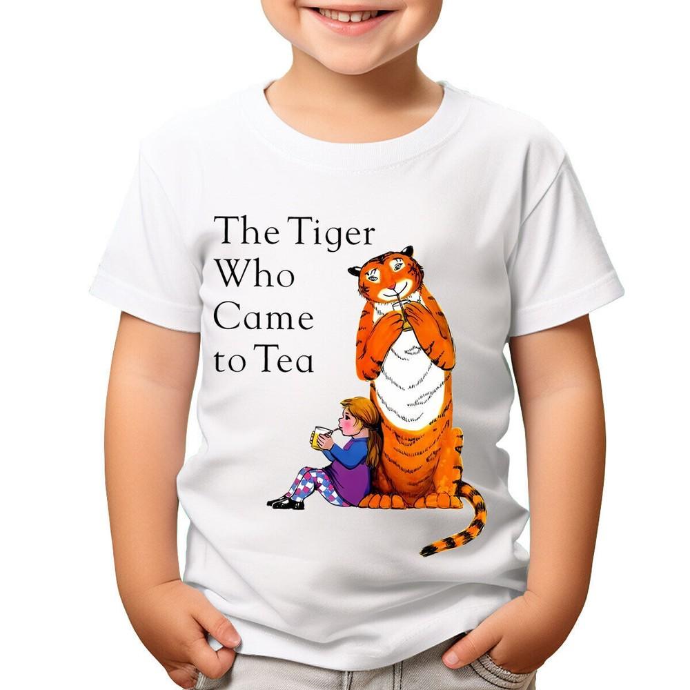 Tiger Who Came To Tea Children Book Story Boys Girls T-Shirts #TA-123 L