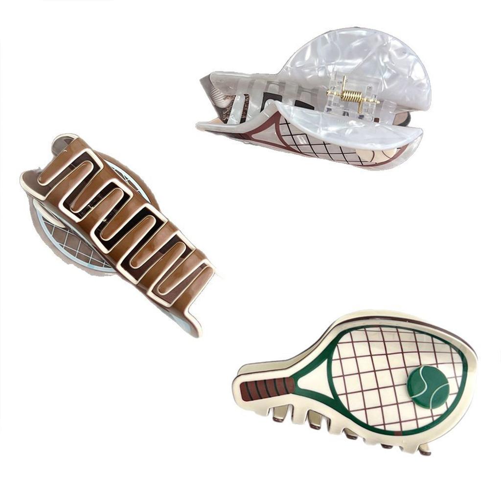 Creative Tennis Racket Hair Clip For Sport Enthusiasts PVC NonSlip Hair Claw Clip Athlete Theme Hair Styling Accessories