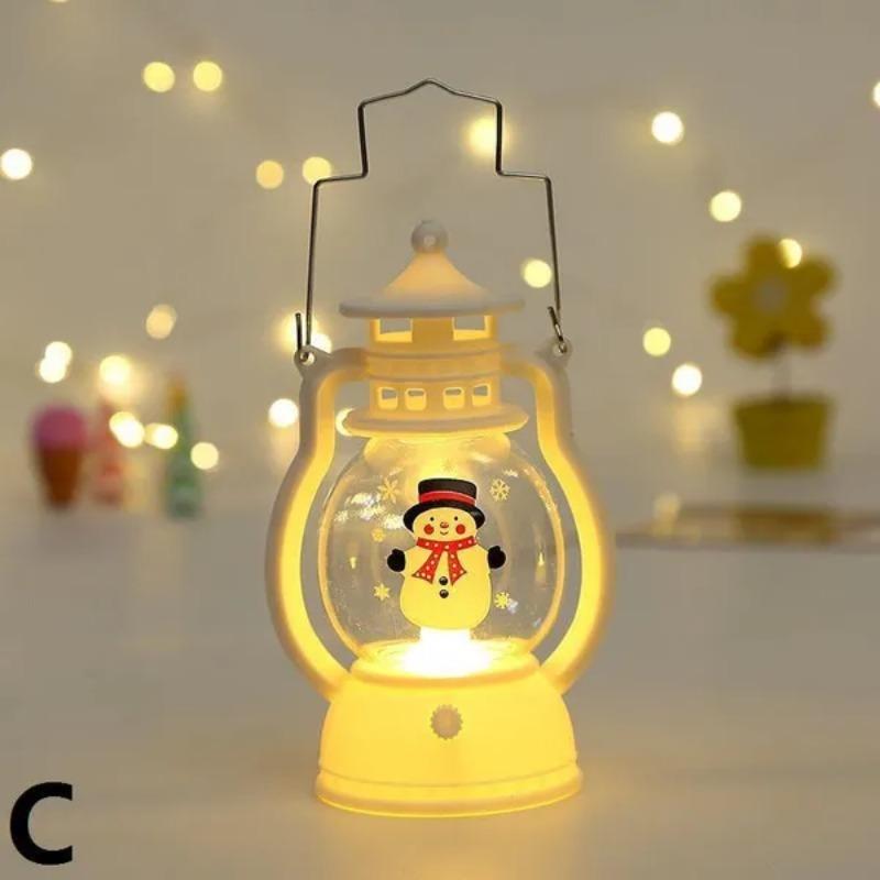 LED Christmas Small Night Light Portable Battery Powered Hanging Lanterns Festive Party Christmas Ornaments Santa Claus Decor
