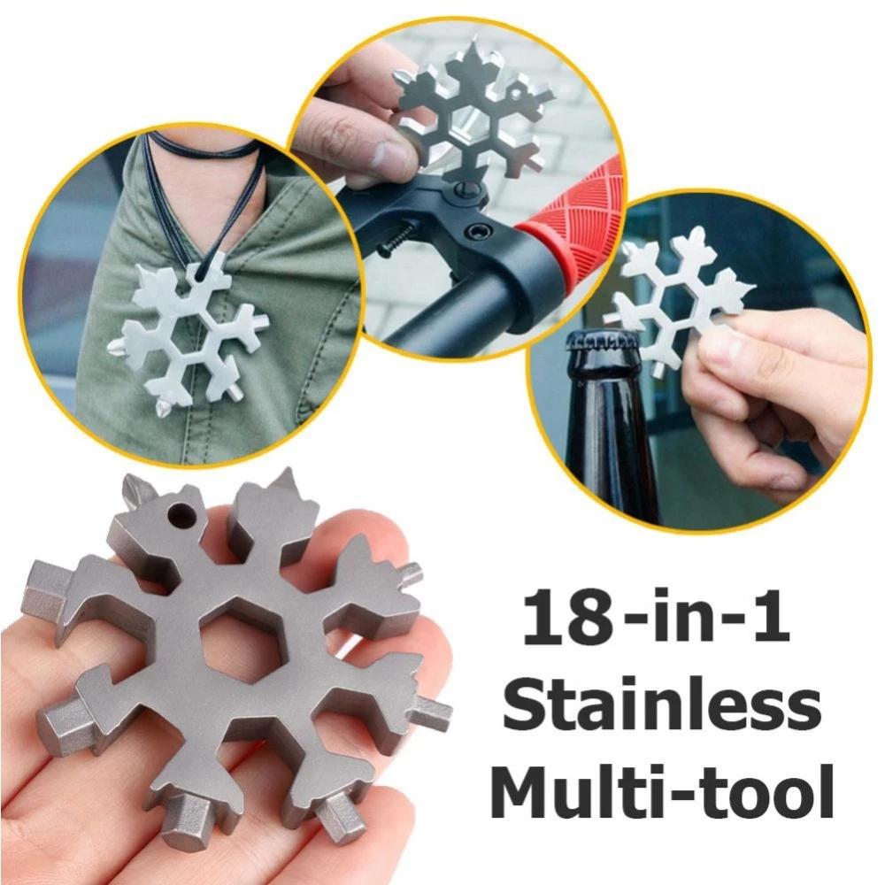 18 in 1 Stainless Steel Snowflake Multi-tool Screwdriver Wrench Spanner