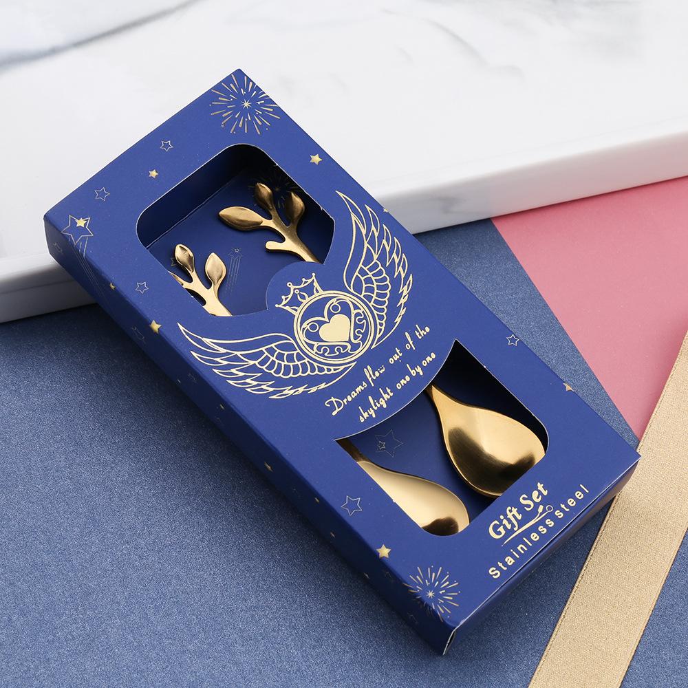 HANYANG Cutlery Set Small Spoon Gift Set Cherry Blossom Spoon Gift Set Rose Leaf Spoon Fruit Fork Gift Set