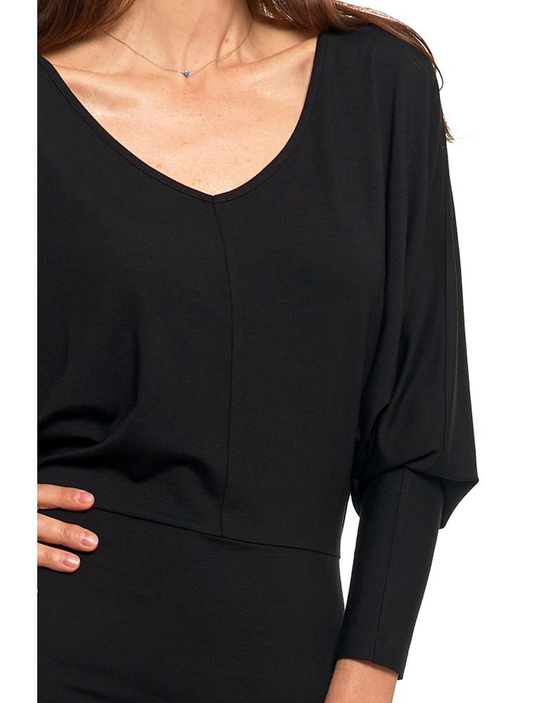 WOMEN'S MIDI DRESS WITH LONG SLEEVES ELEGANT FASHIONABLE SUMMER MORAJ R.L black