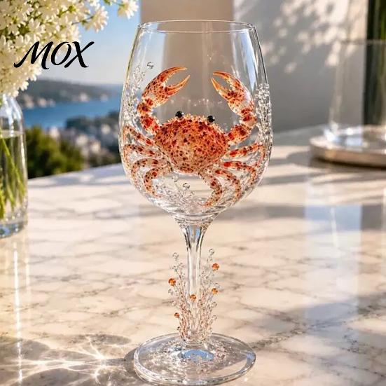 Küsten-Wohnkultur Meeresleben Weinglas, 3D Ozean-Thema Borosilikatglasbecher, Künstlerische Kreatur Einzigartiger Kelch für Cocktails Und Raffinierten Eiskaffee
