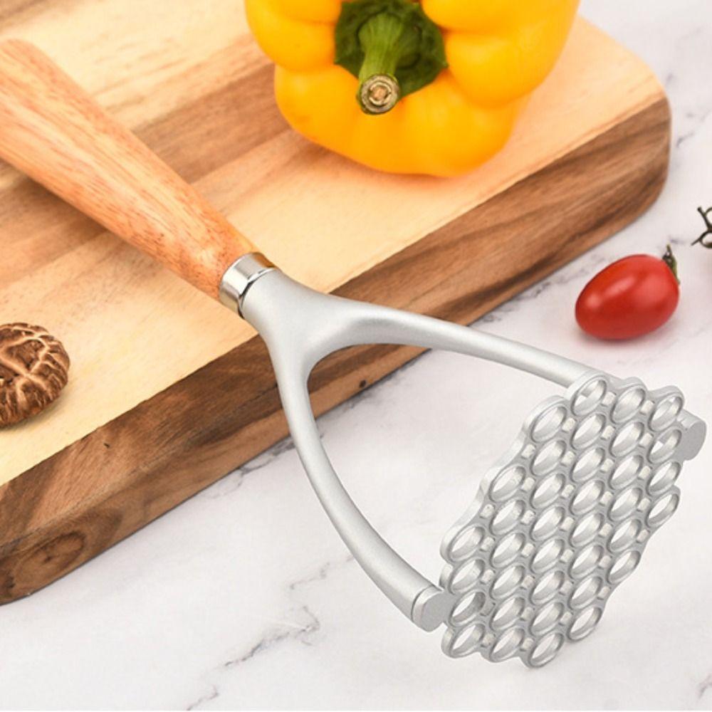 Wooden Handle Vegetable Smasher Aluminum Zinc Zinc Alloy Garlic Press Household Potato Masher Meat