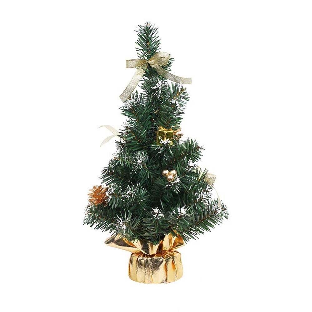 Three Sizes Mini Christmas Tree Pine Needles Golden Silver Red Desktop Xmas Ornament Pre Decorated Lightweight PVC