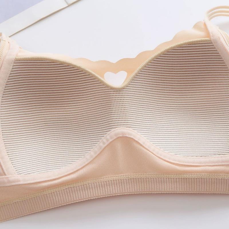 Women Heart Hollow Out Bra Breathable Gathered Bra