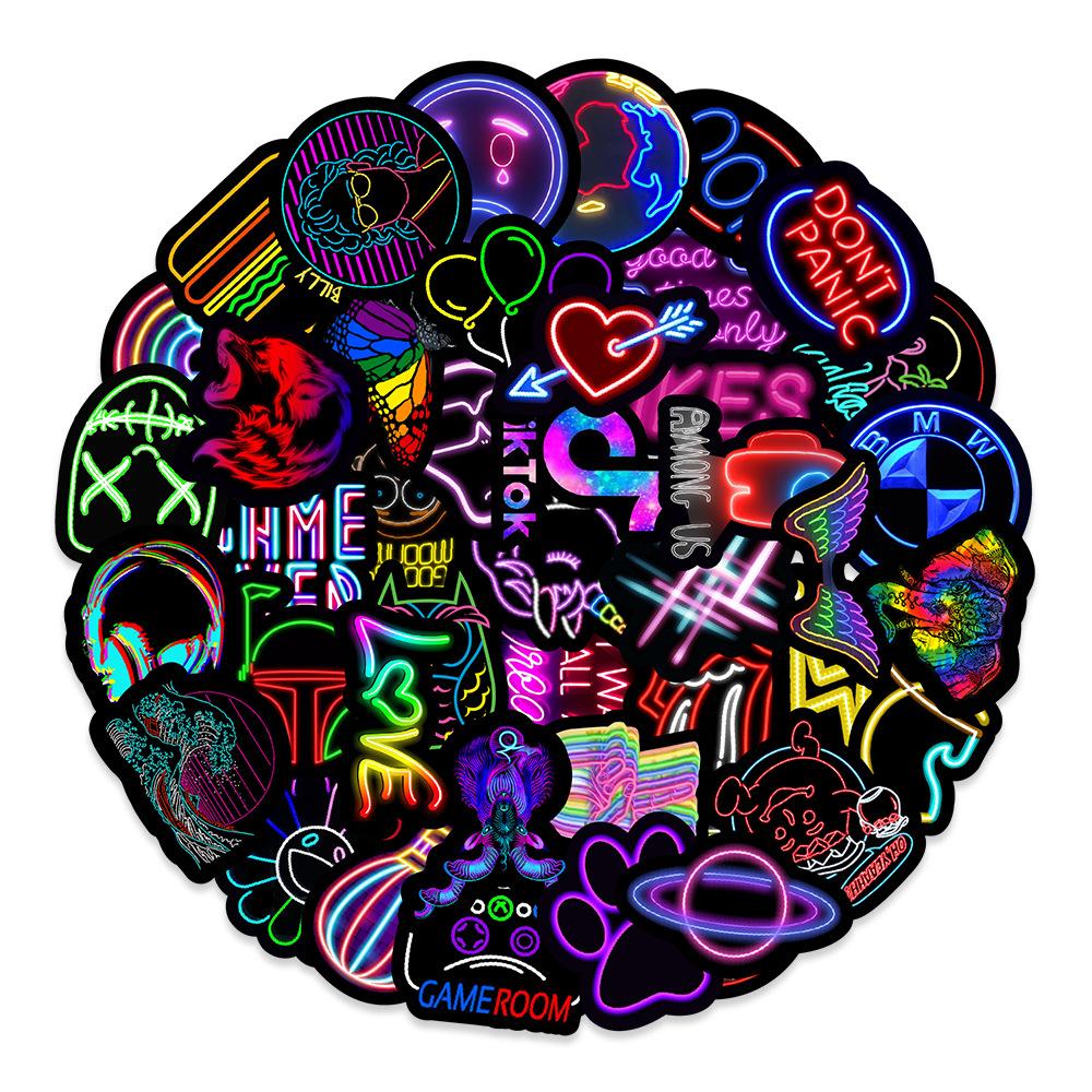 

50 Новых Неоновых Дудл Наклеек Автомобиль Мобильный Телефон Ноутбук Чашка для Воды Декоративные Наклейки