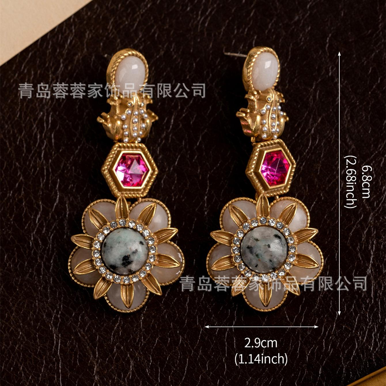 

Vintage Jewelry Procurement Heavy Industry Light Luxury Retro Flower Earrings Sweet High-end Feeling