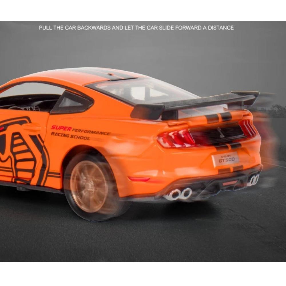 1/32 Ford Shelby GT500 Toy Car for Children Diecast Metal Miniature Model Pull Back Sound & Light Collection Gift Kid Boys