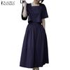 ZANZEA Women Short Sleeve Blouse and Wide Leg Pants Summer Two Piece Suit Sets
