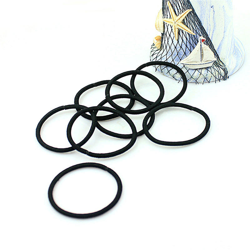 40 Pcsblack Elastic Rope Ring Hairband Women Girls Hair Band Tie Ponytail Holder